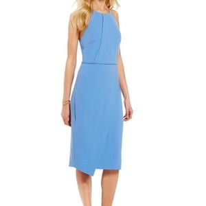 Gianni Bini Midi Contemporary High Neck Midi Crepe Gown (Excellent Condition)